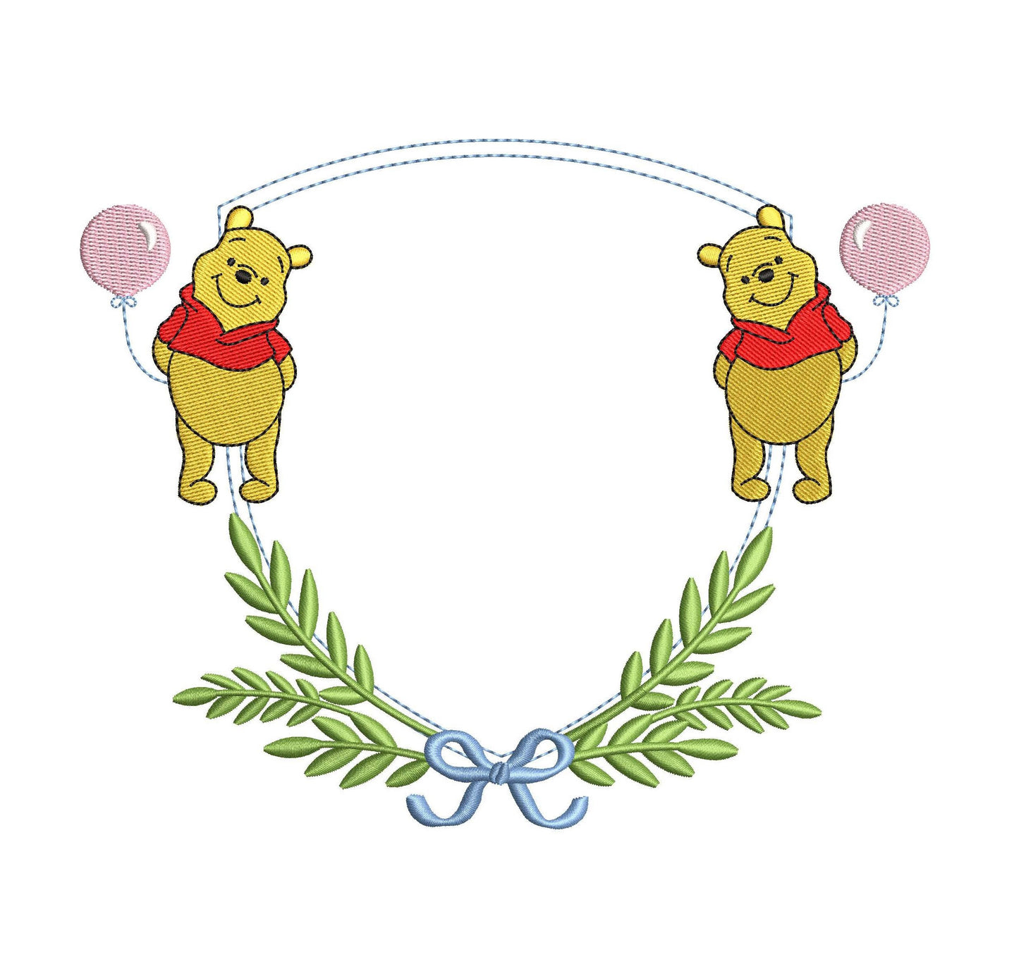 Cute Bear Balloon Machine Embroidery File for Banner | 6 sizes