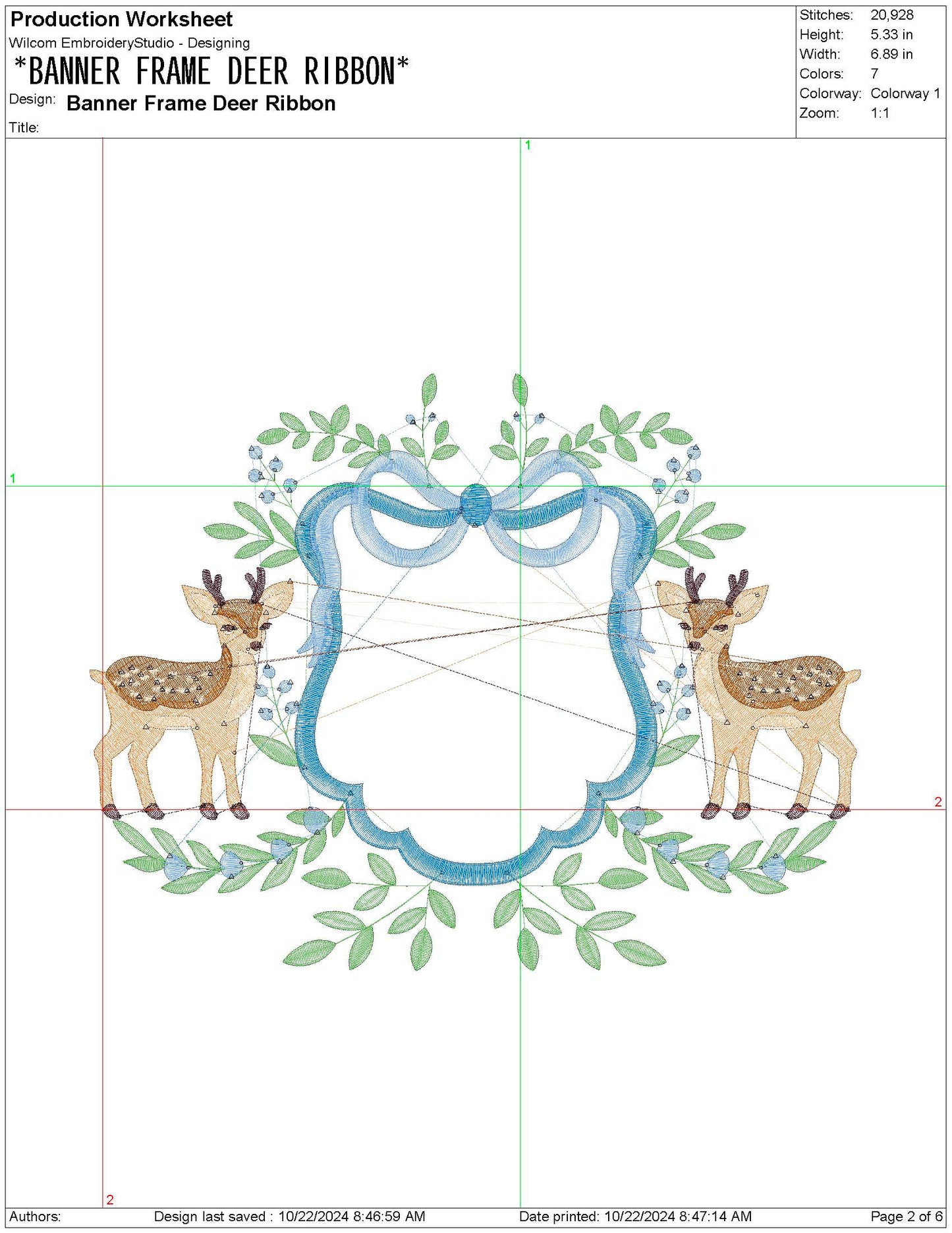 Deer Machine Embroidery File for Banner | 6 sizes