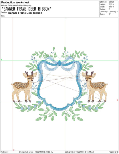 Deer Machine Embroidery File for Banner | 6 sizes