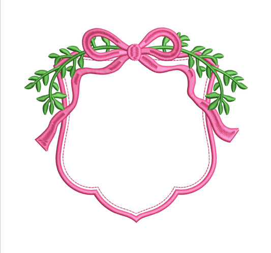 Bow Wreath Machine Embroidery File for Banner | 6 Sizes