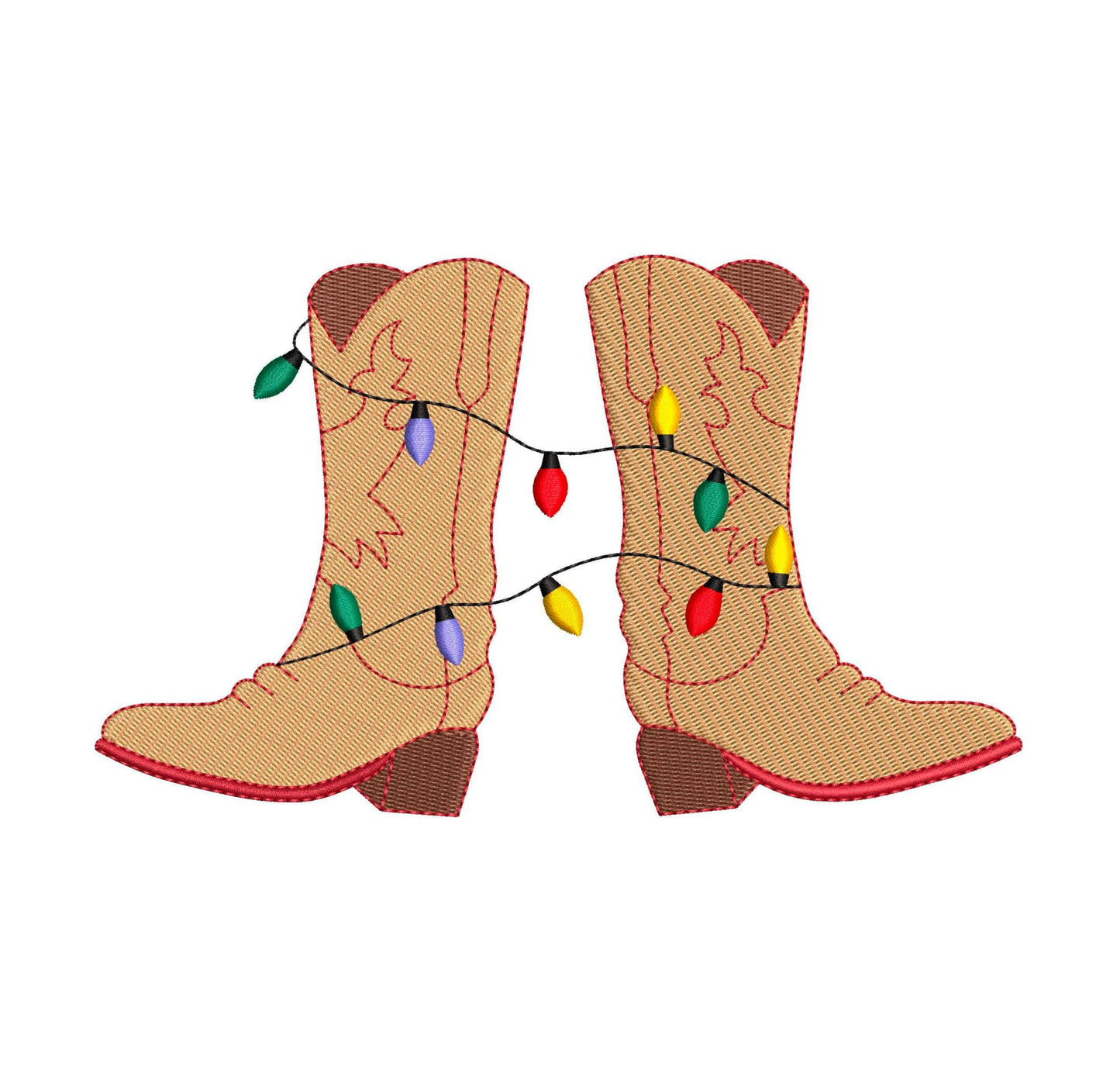 Cowboy Boots Christmas Machine Embroidery File | 6 sizes