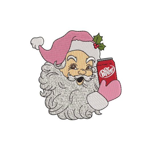 Santa With Dr. Pepper Christmas Machine Embroidery File | 4 sizes