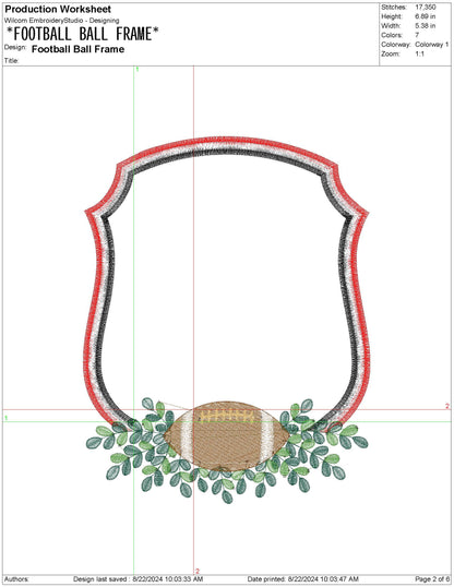 Football Machine Embroidery File for Banner | 6 sizes