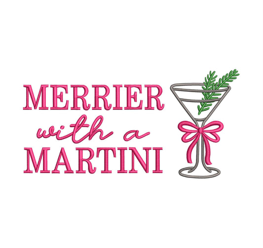 Merrier With A Martini Christmas Machine Embroidery File | 6 sizes