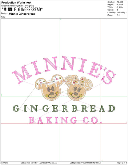 Mouse Gingerbread Baking Co. Christmas Machine Embroidery File | 4 Sizes